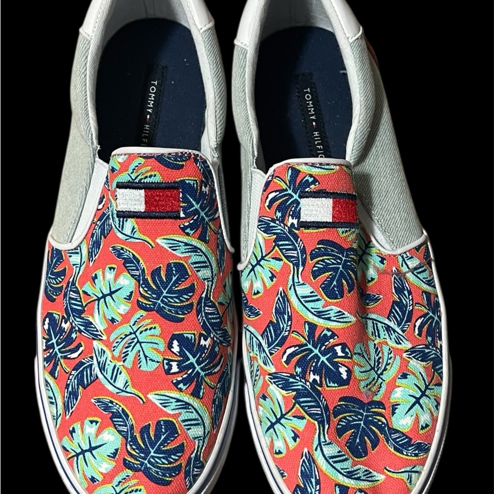 Tommy Hilfiger Red and Blue Canvas Sneakers